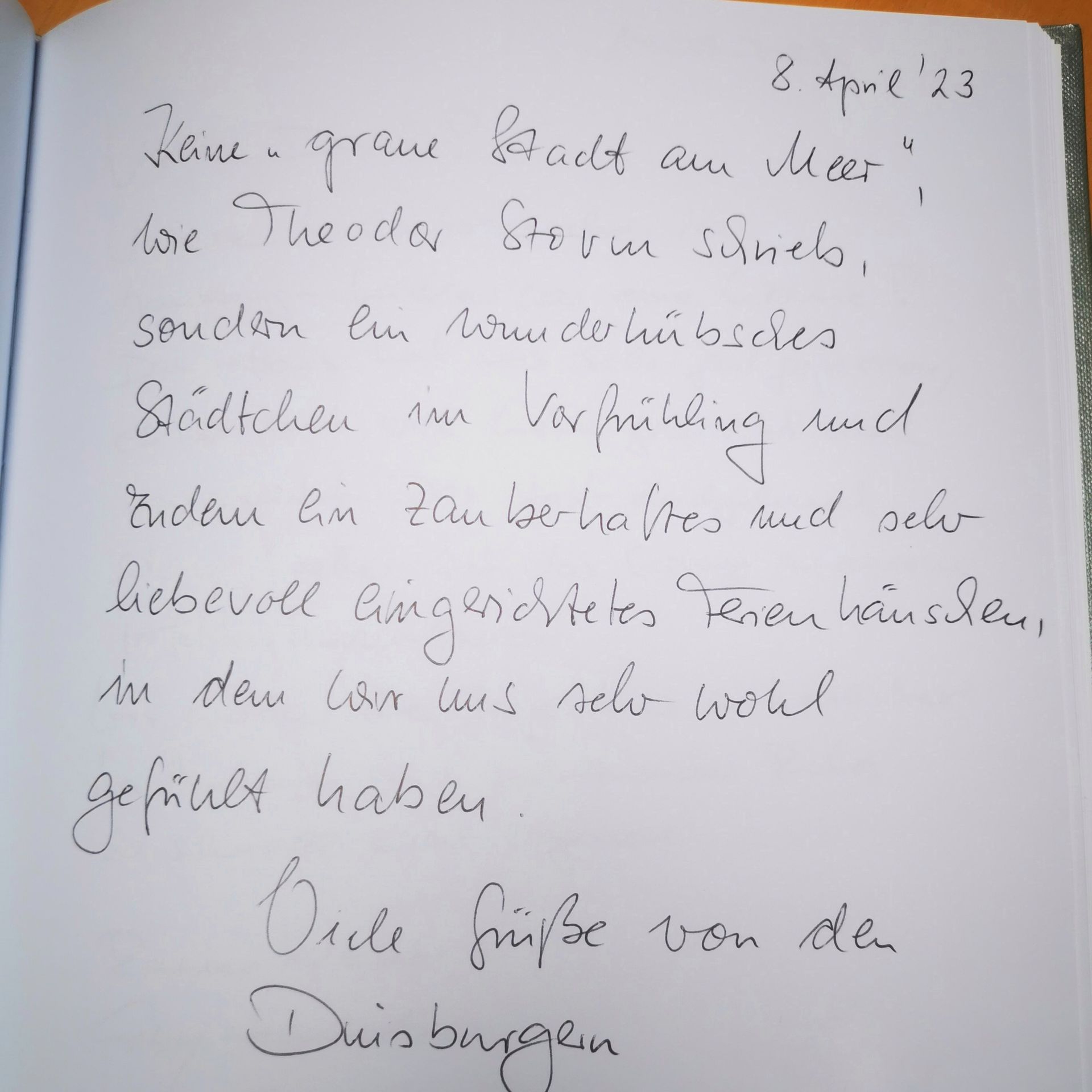 Ferienhaus an der Nordsee Gästebucheintrag