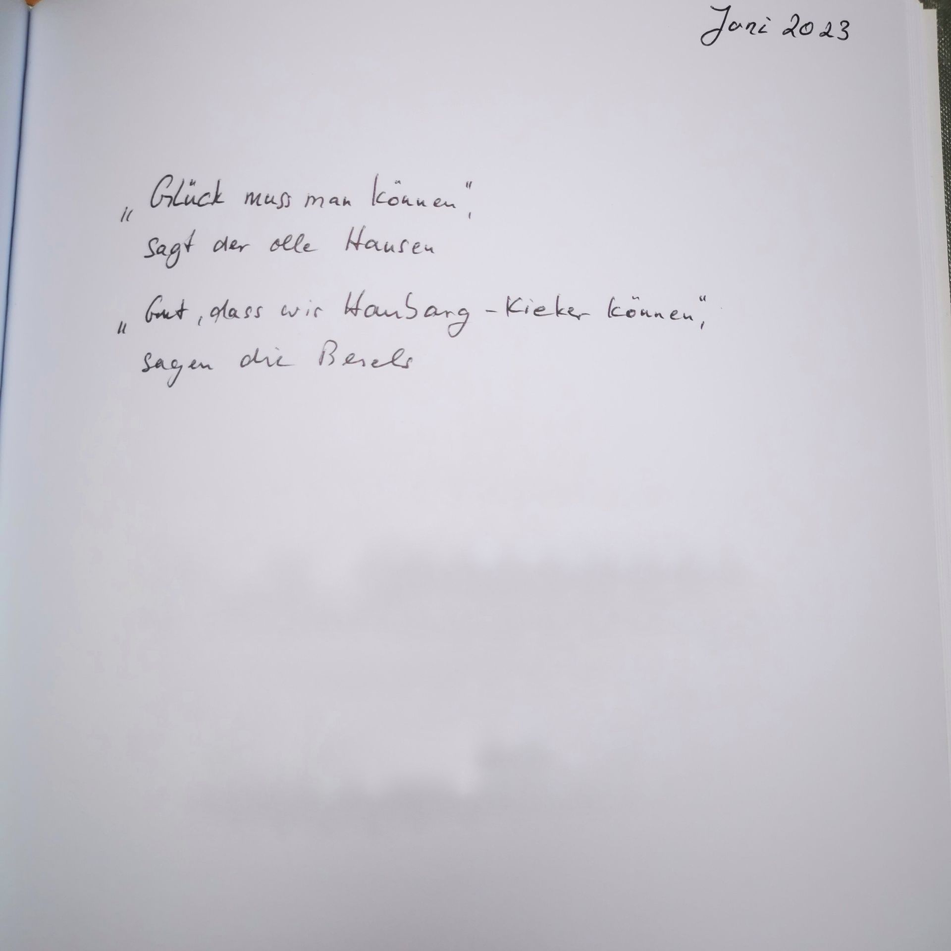 Ferienhaus an der Nordsee Gästebucheintrag