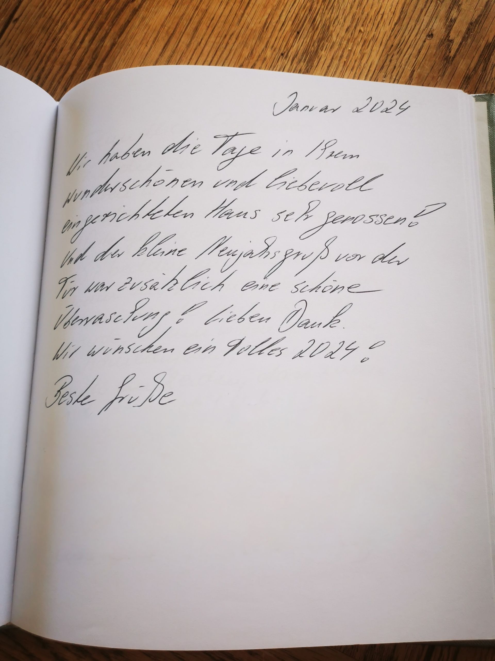 Ferienhaus an der Nordsee Gästebucheintrag