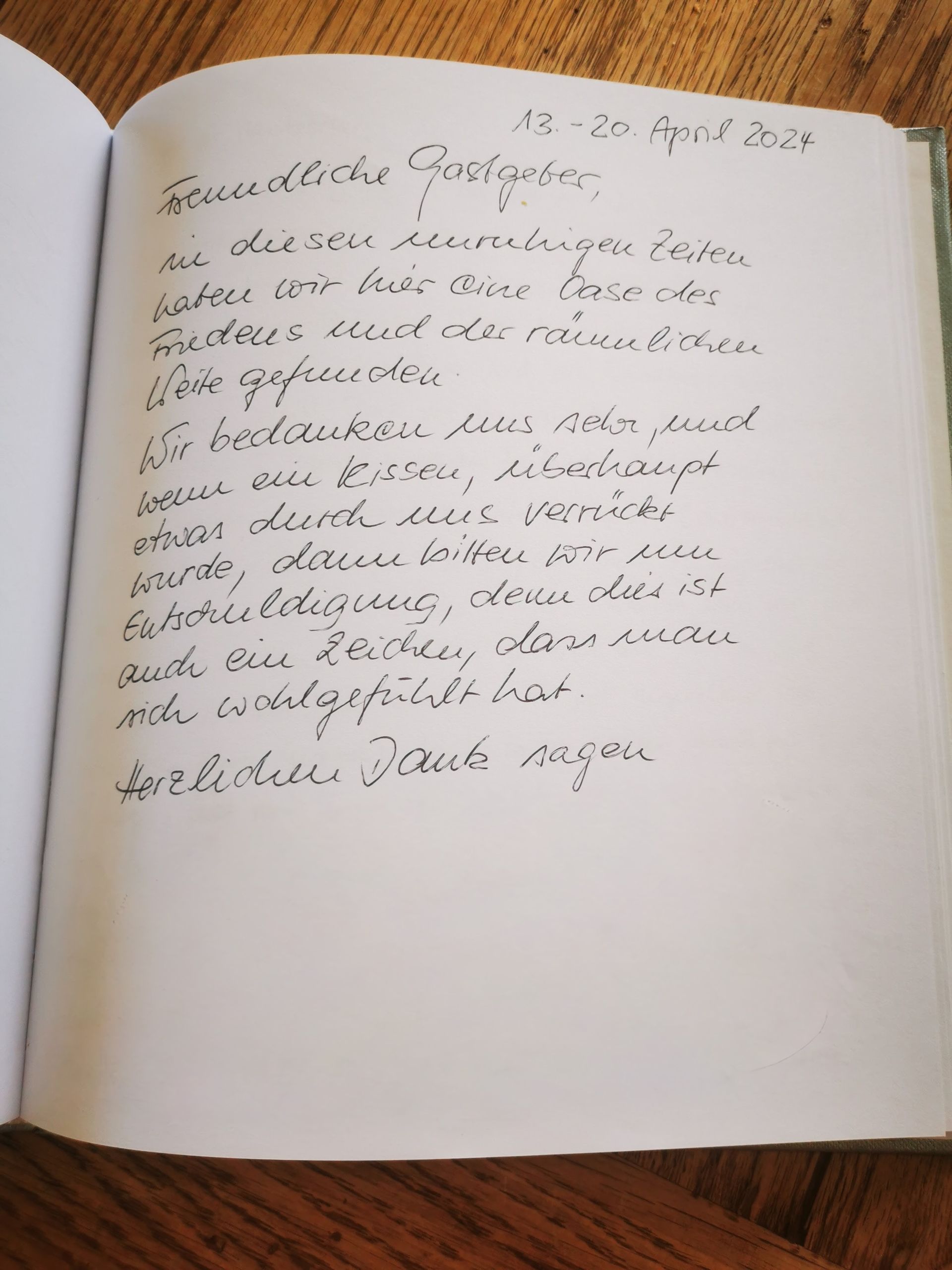 Ferienhaus an der Nordsee Gästebucheintrag