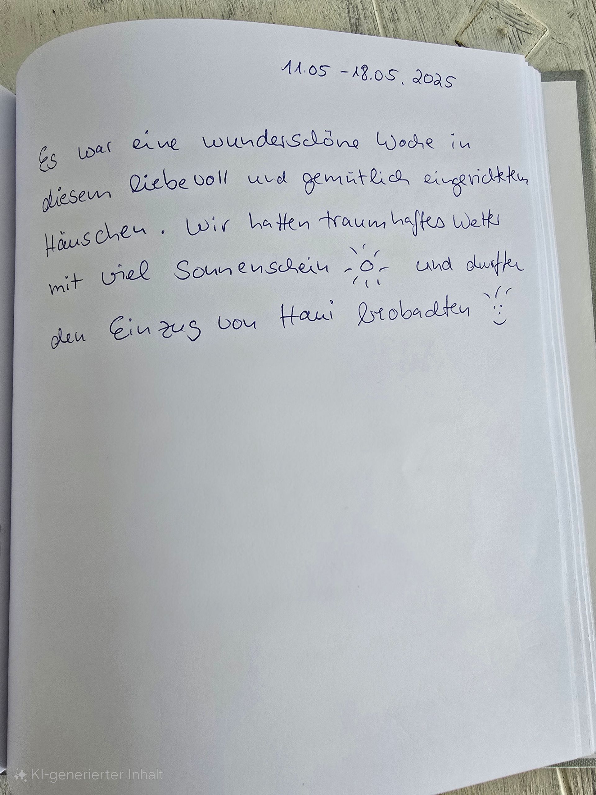 Ferienhaus an der Nordsee Gästebucheintrag