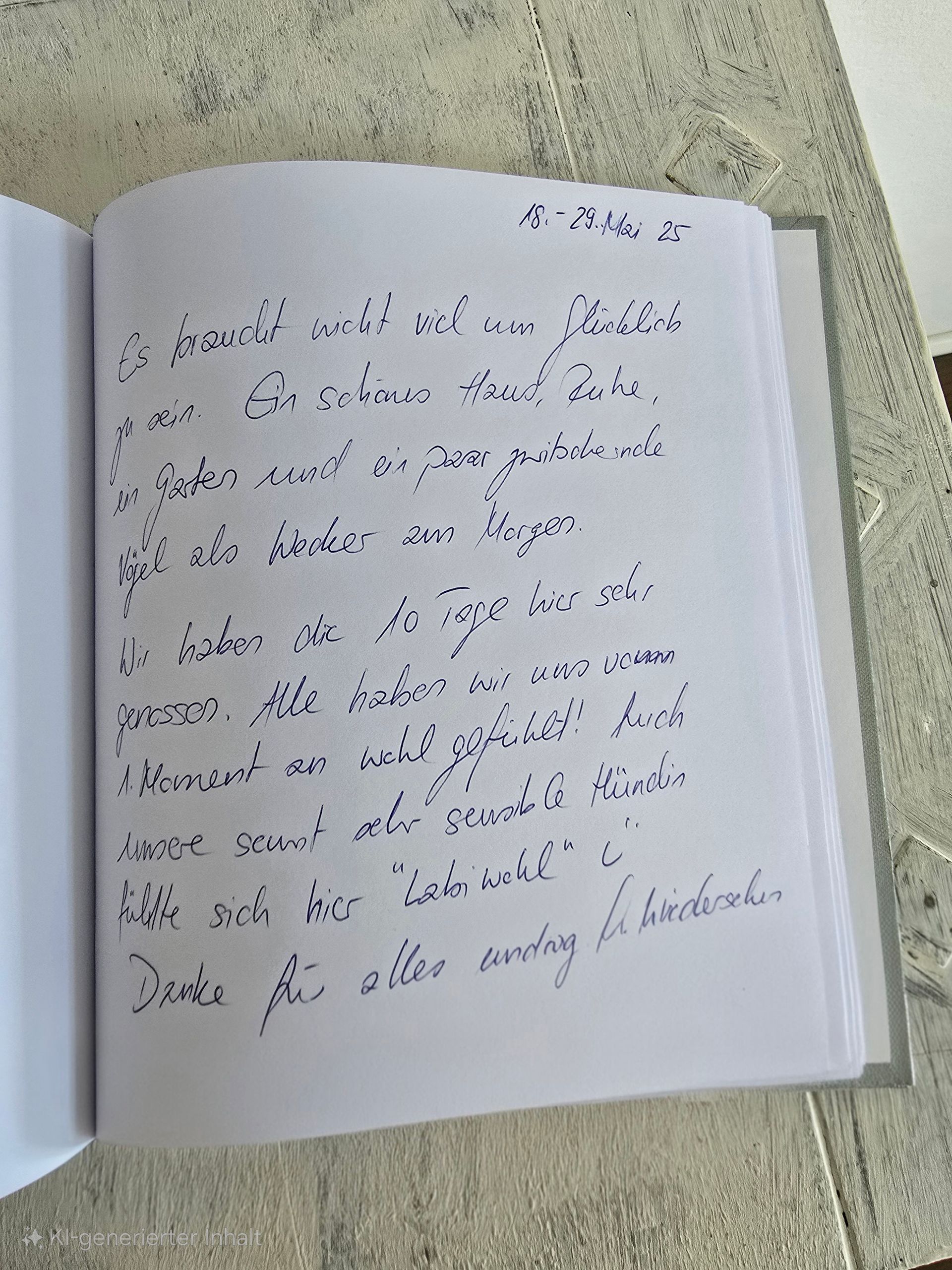 Ferienhaus an der Nordsee Gästebucheintrag