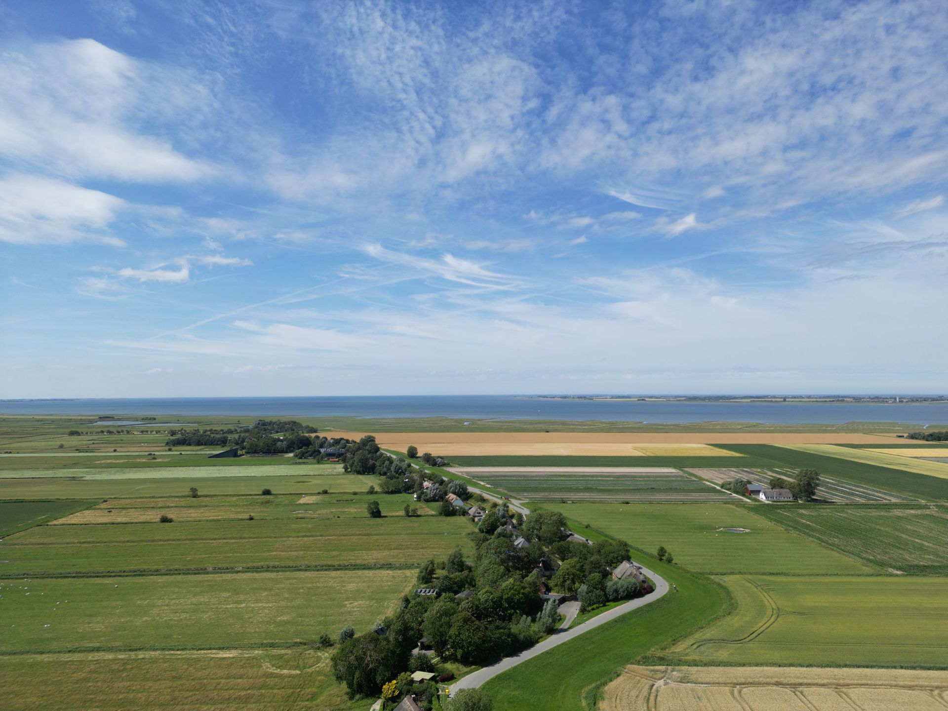 Blick zur Nordsee vom Reetdachhaus Haubarg-Kieker