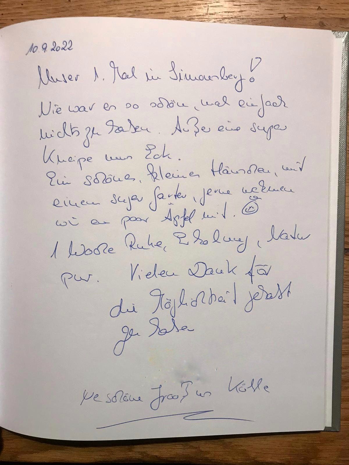 Ferienhaus an der Nordsee Gästebucheintrag