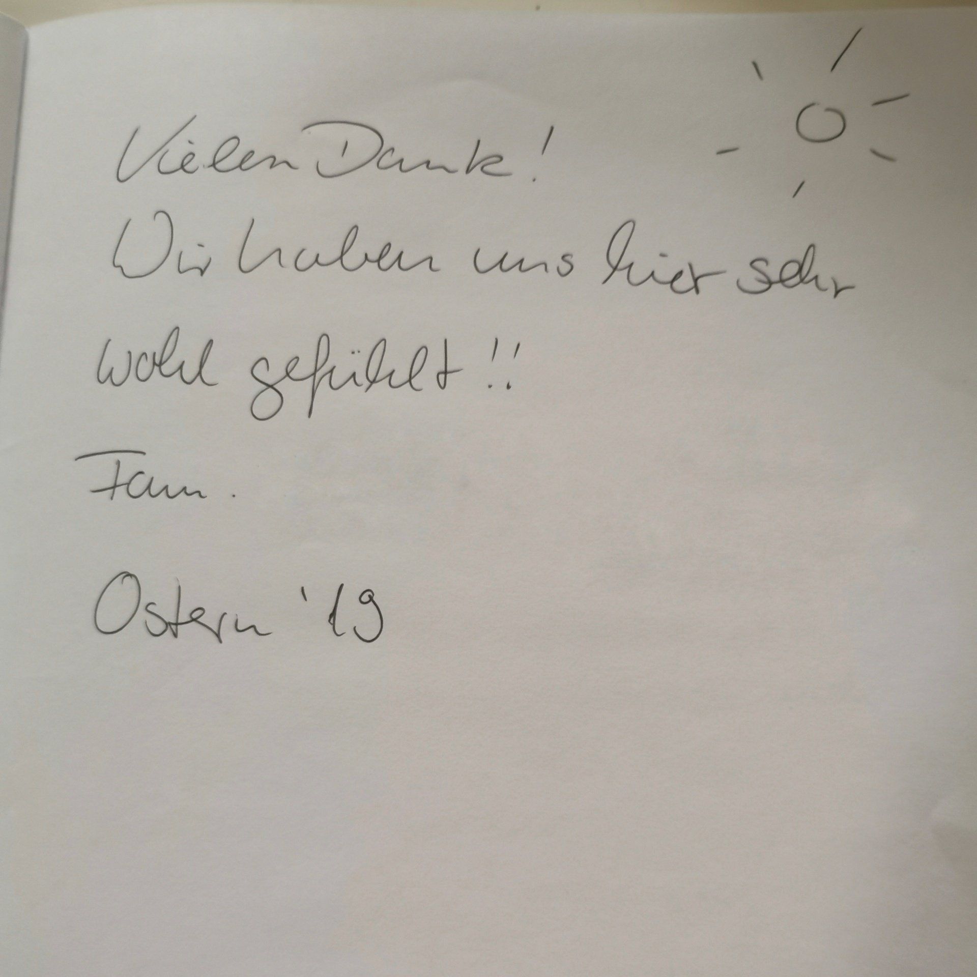 Ferienhaus an der Nordsee Gästebucheintrag