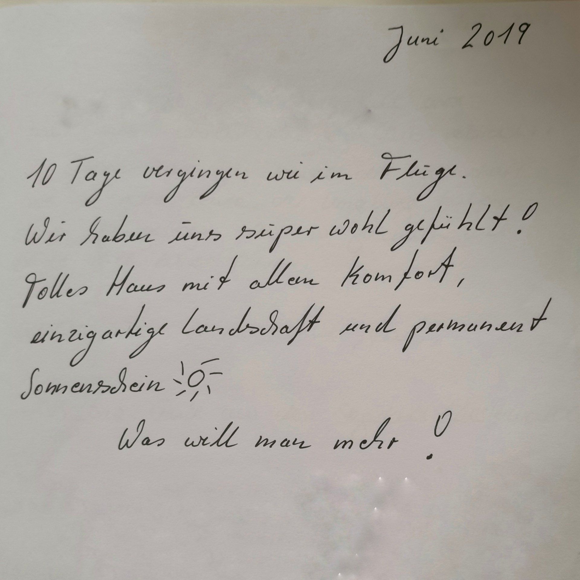 Ferienhaus an der Nordsee Gästebucheintrag