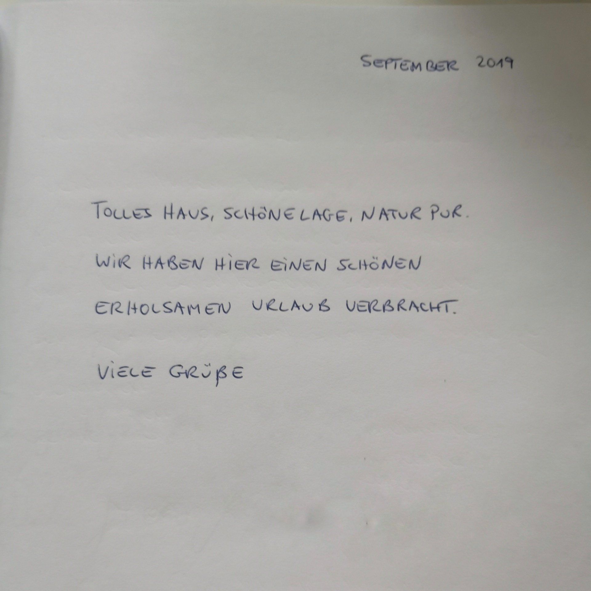 Ferienhaus an der Nordsee Gästebucheintrag