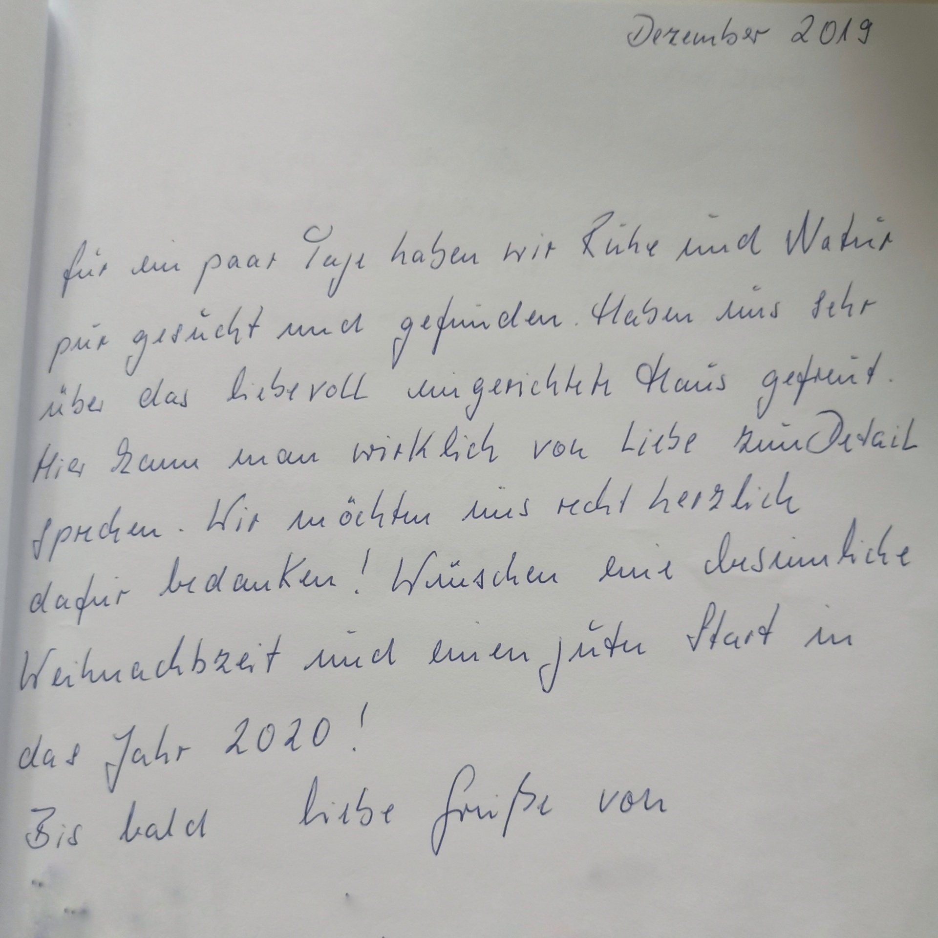 Ferienhaus an der Nordsee Gästebucheintrag