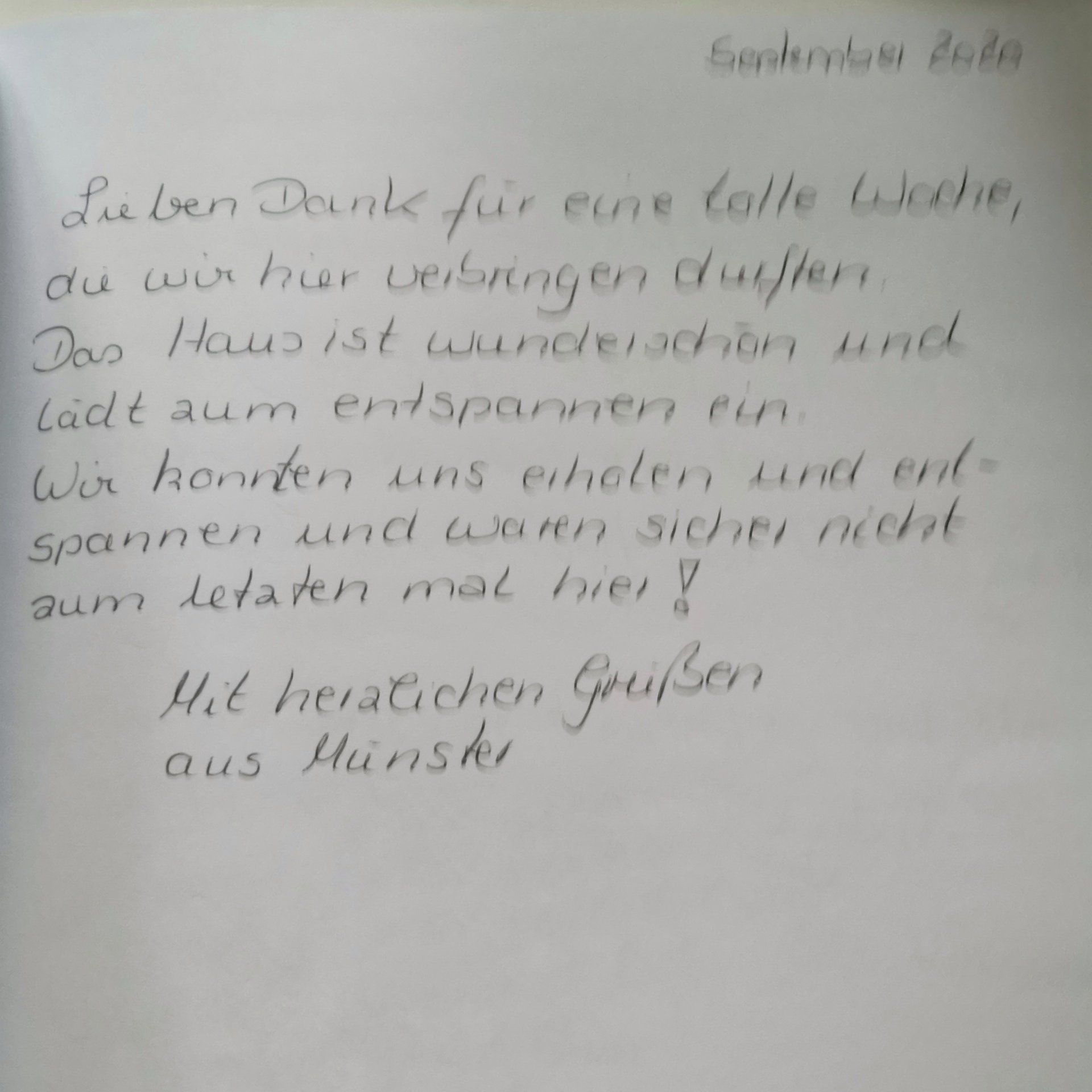 Ferienhaus an der Nordsee Gästebucheintrag