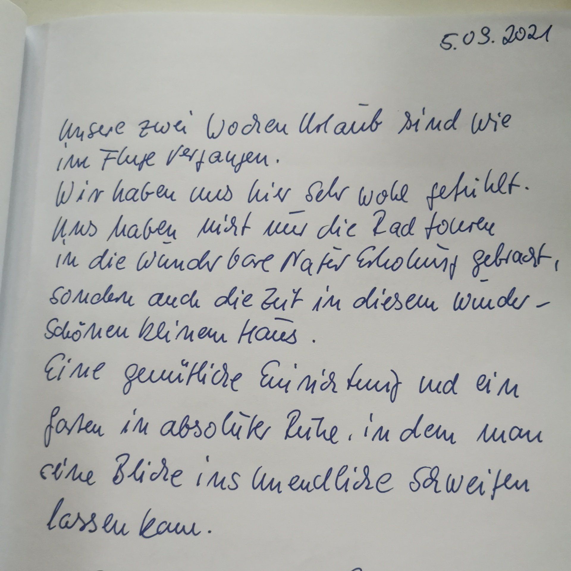 Ferienhaus an der Nordsee Gästebucheintrag