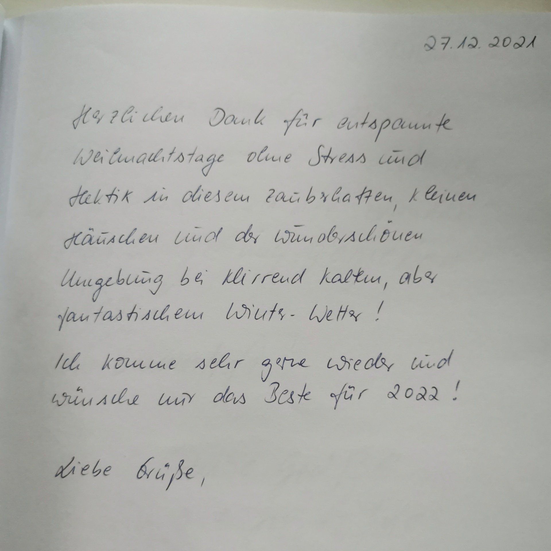 Ferienhaus an der Nordsee Gästebucheintrag