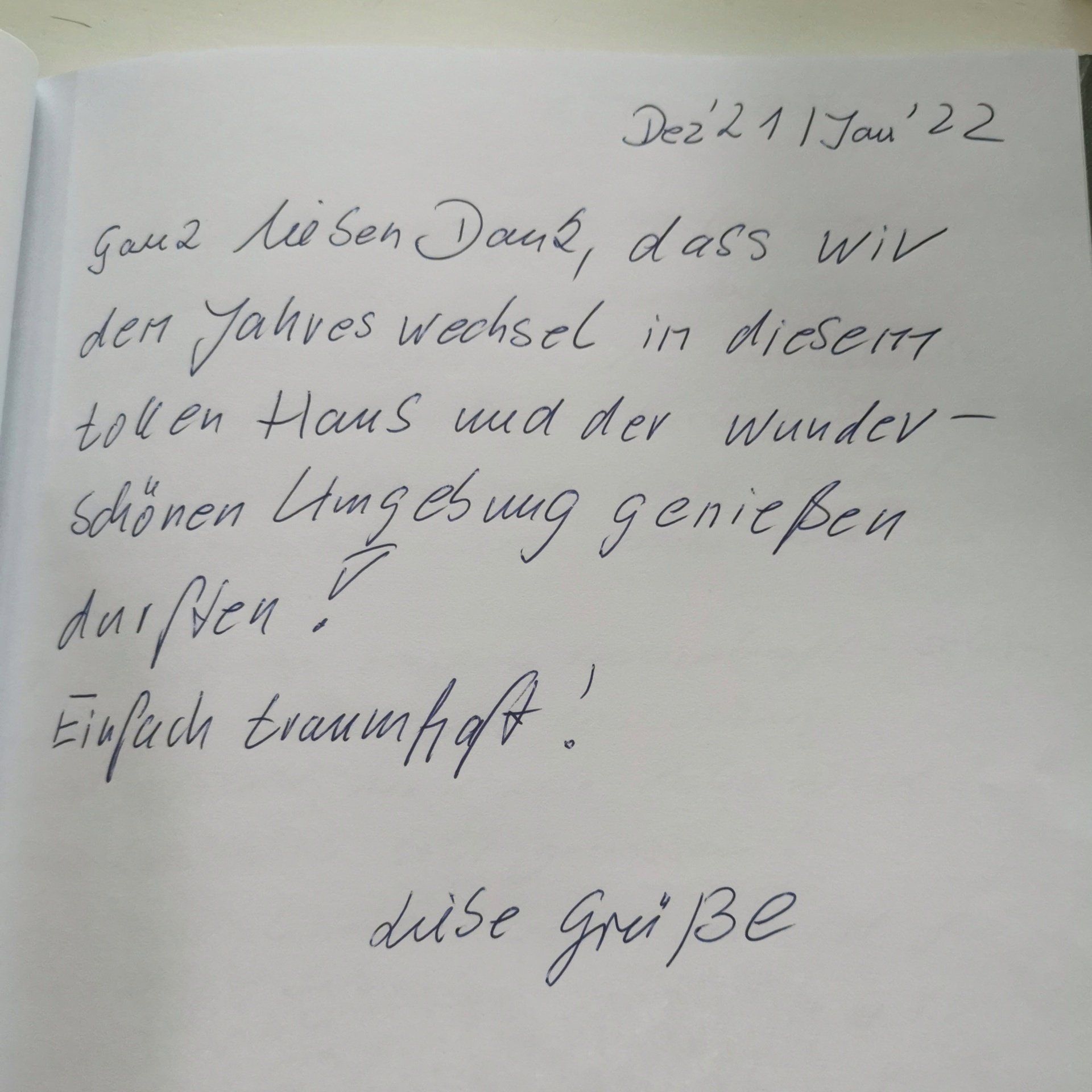 Ferienhaus an der Nordsee Gästebucheintrag