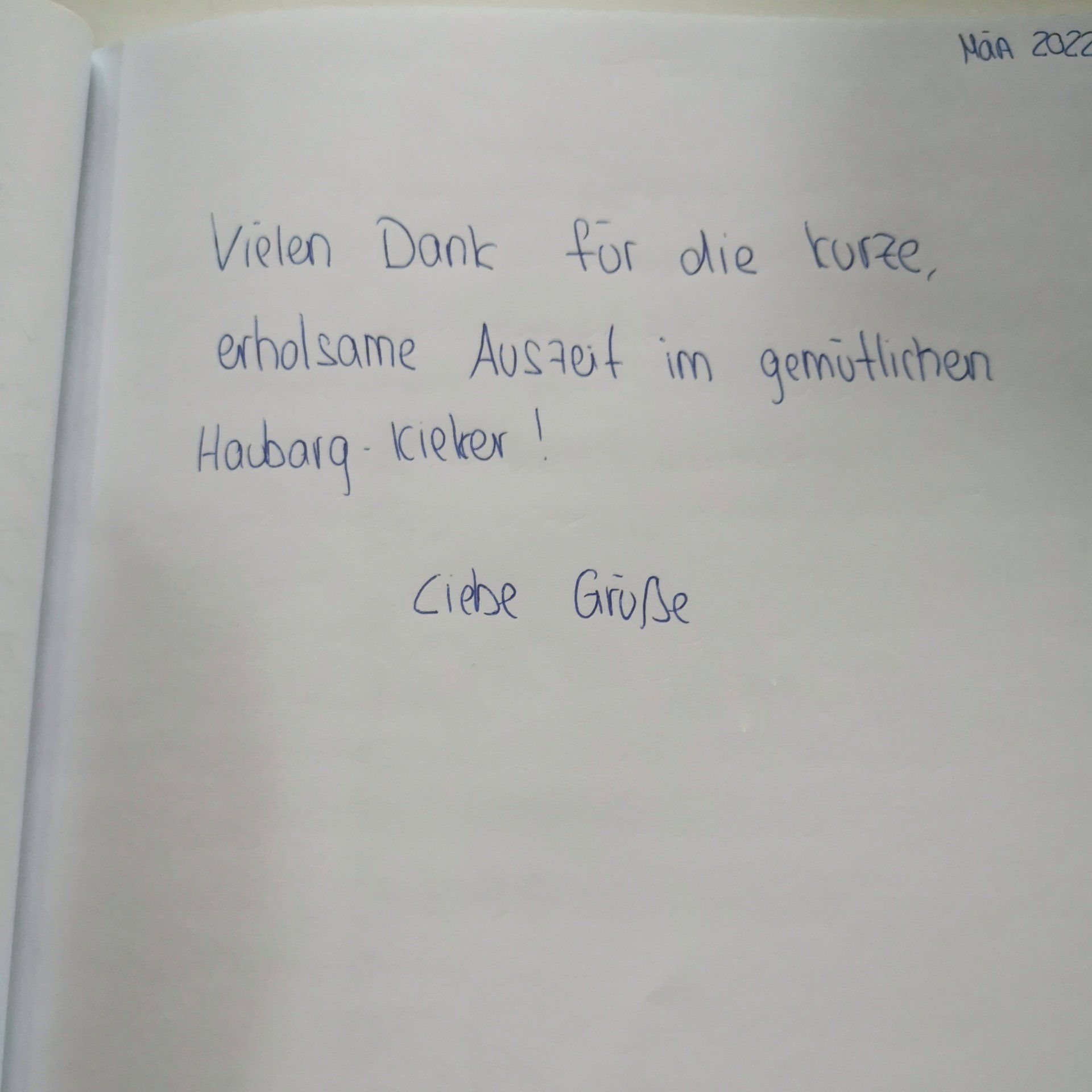 Ferienhaus an der Nordsee Gästebucheintrag