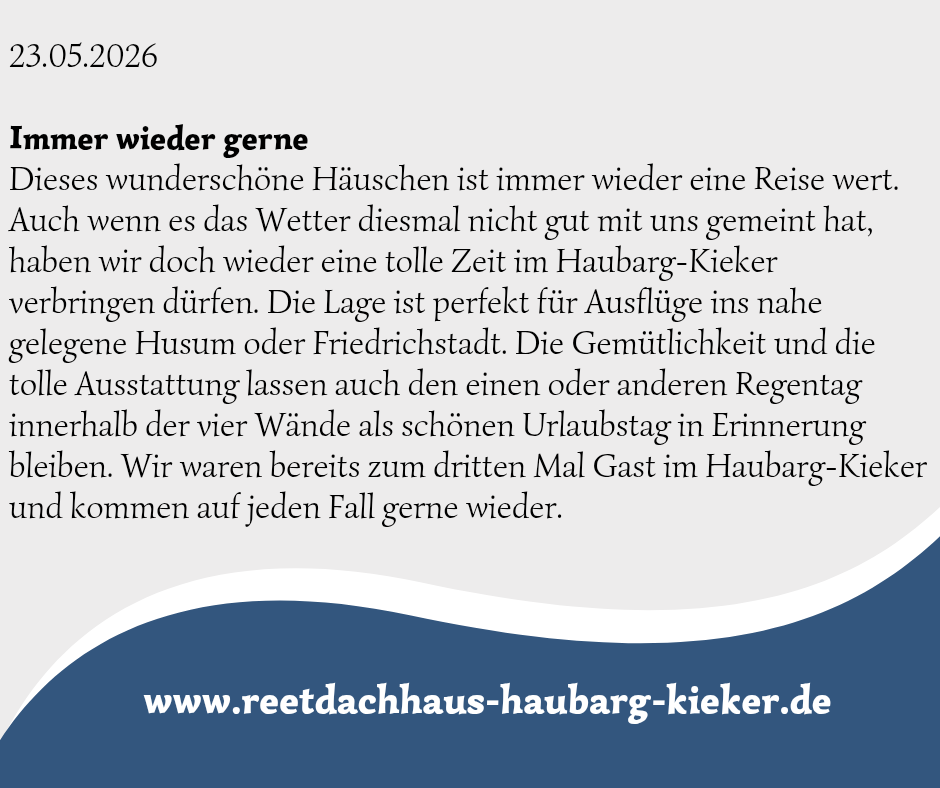 Reetdachhaus Haubarg-Kieker Rezension