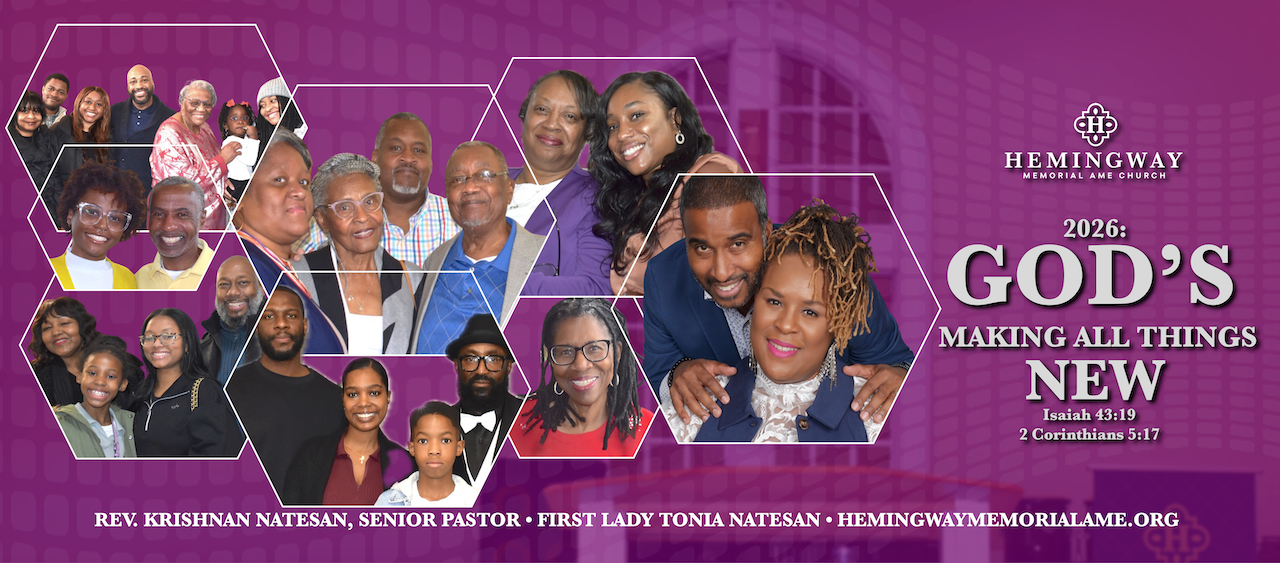 Magenta background with cross. Different people in triangles. 2026 Theme: God's Making All Things New. Scriptures: Isaiah 43:19 and 2 Corinthians 5:17