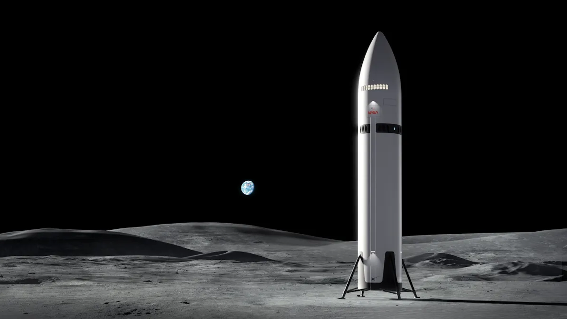 Concetto del sistema di atterraggio lunare di Starship per le missioni Artemis.