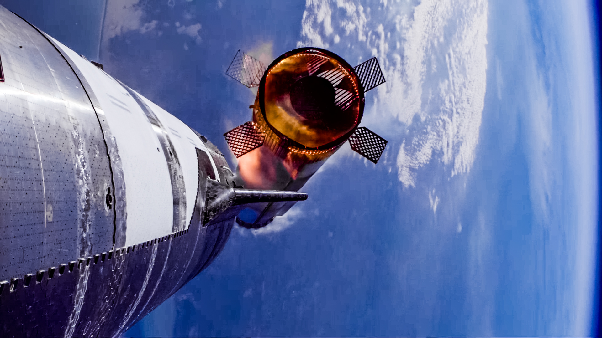 Separazione di Starship dal booster.