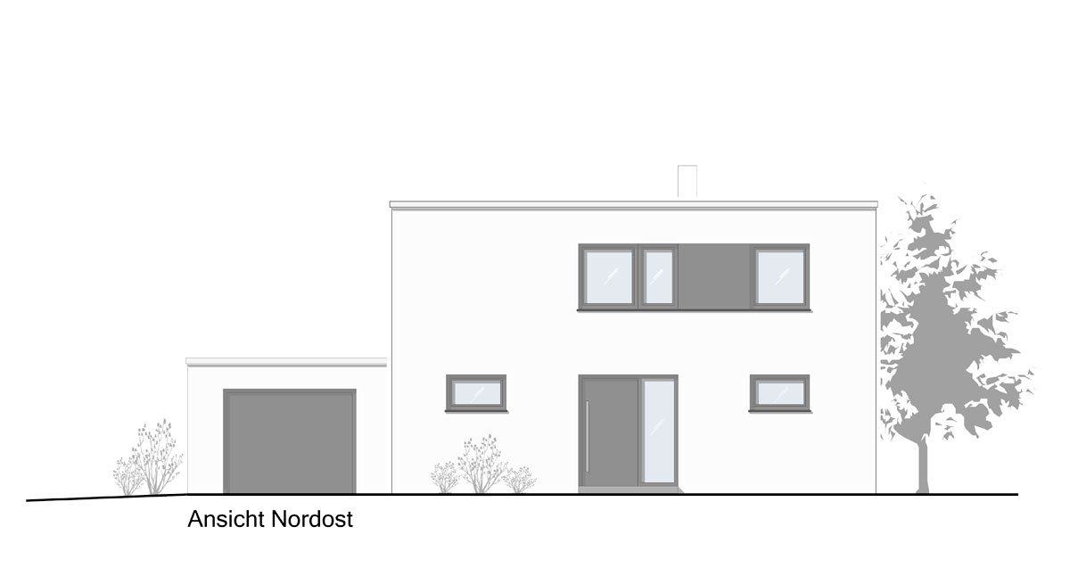 Ansicht Nordost: Neubau eines 3-Liter-Hauses