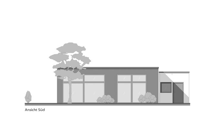 Ansicht West: Barrierefreies Einfamilienhaus