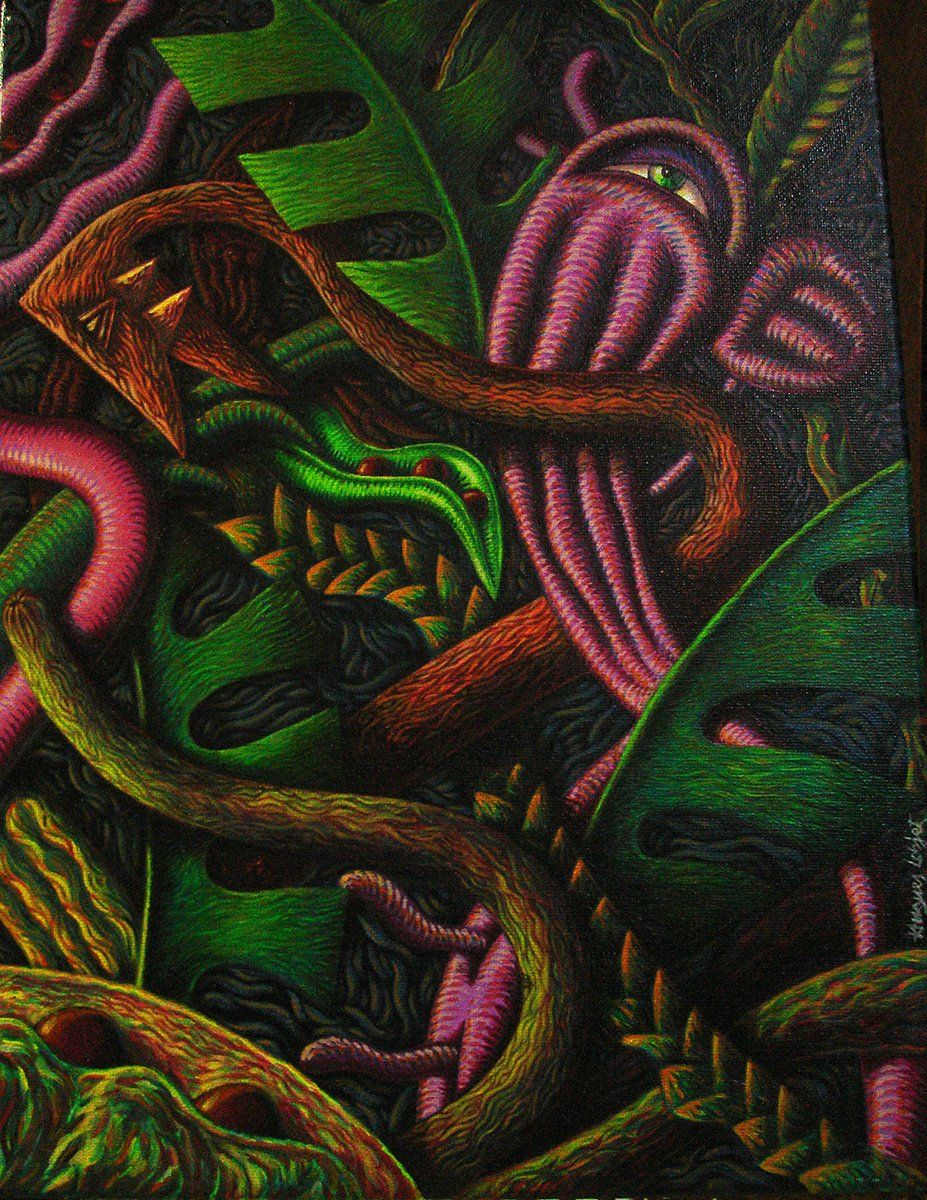 La privation de Lucifer sur terre. peinture acrylique contemporaine, création