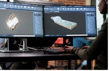 engineering looking at a design on the computer