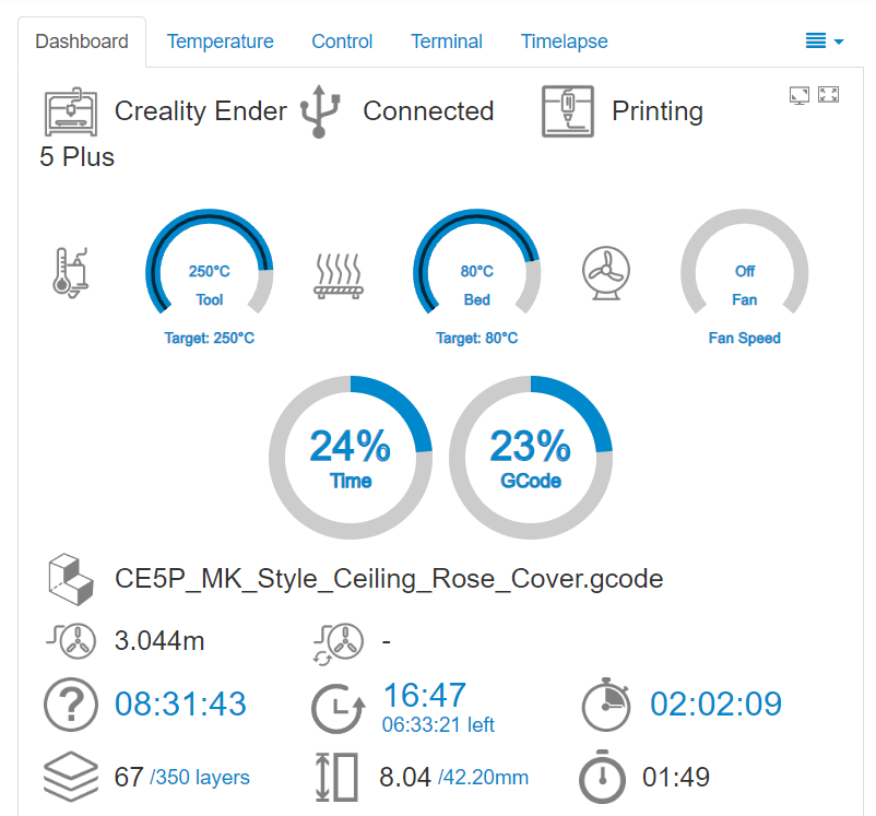a Dashboard from Octoprint