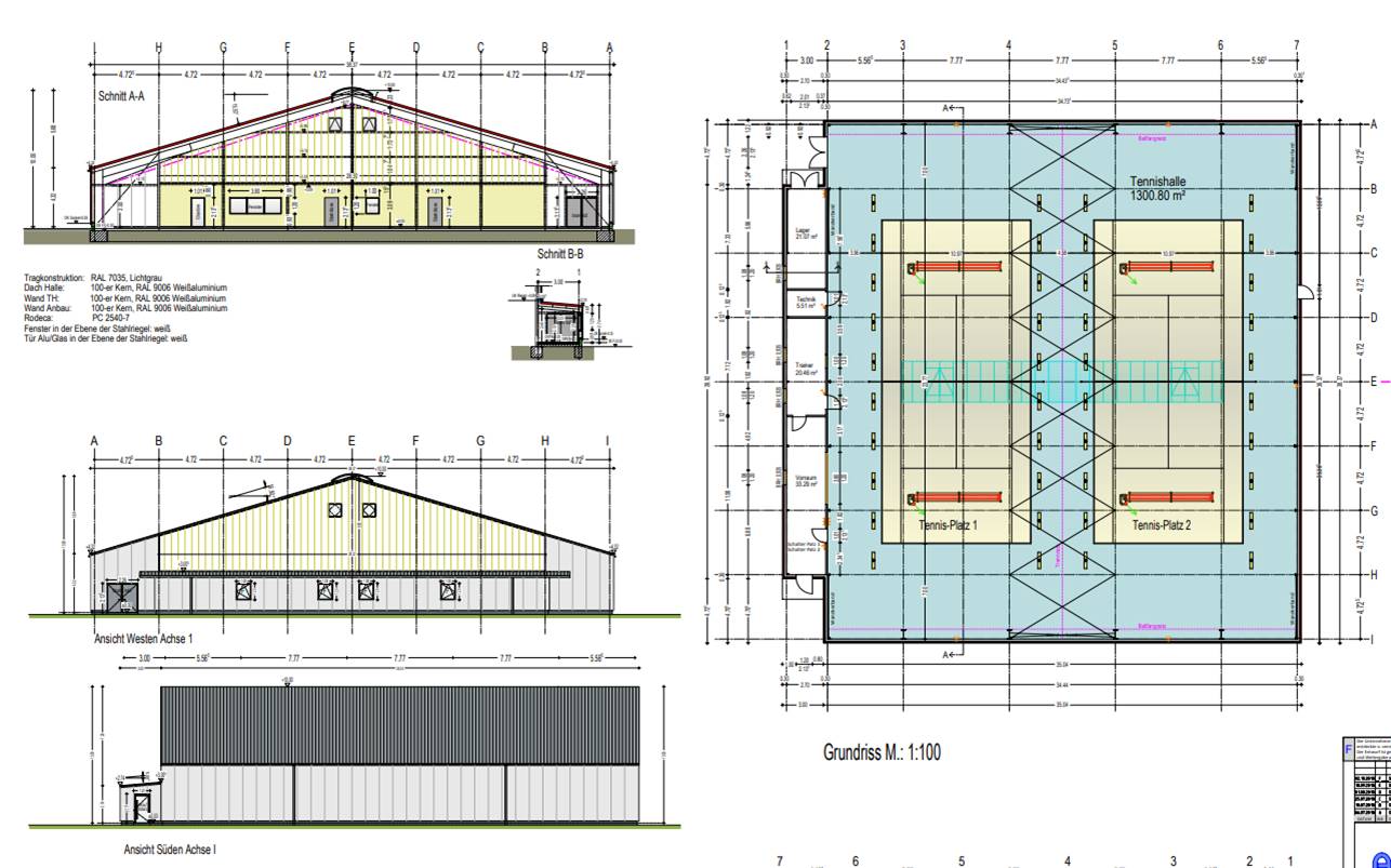 Plan für die Tennishalle Schwabelweis Plan für die Tennishalle Schwabelweis