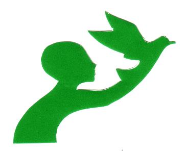 logo asociación: niño sosteniendo paloma color verde
