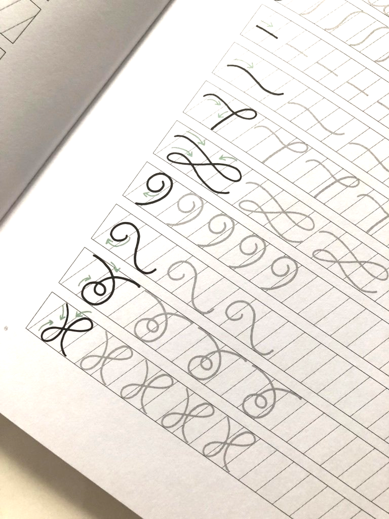 Handlettering-Aufwärmübungen. Vorlage zum Handlettering lernen.