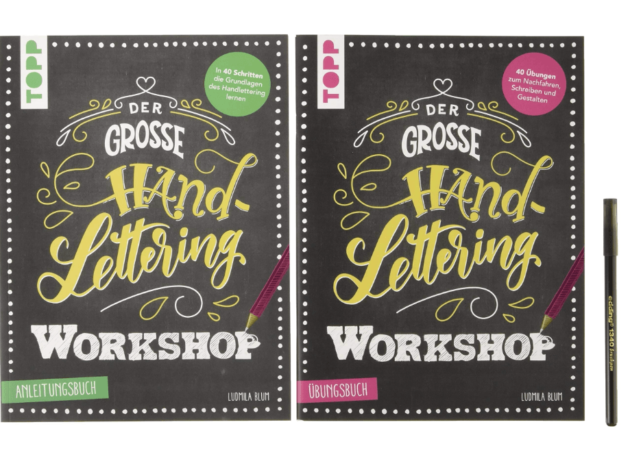 Buchcover Frech Verlag. Handlettering-Buchempfehlung von Feinrosa. Der große Handlettering Workshop von Ludmila Blum.