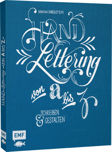 Buchcover EMF Verlag. Handlettering-Buchempfehlung von Feinrosa. Handlettering von a bis z von Hannah Rabenstein.