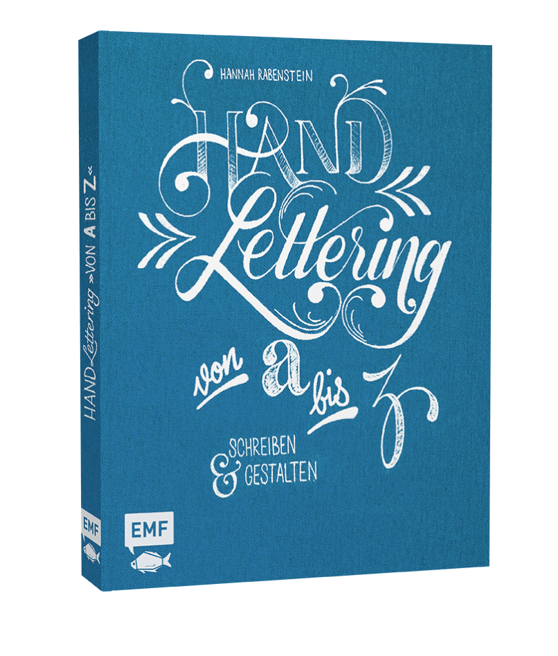Buchempfehlung. Handlettering von A bis Z. Schreiben und gestalten. EMF Verlag. Buchcover Handlettering von A bis Z. Schreiben und gestalten von Hannah Rabenstein. Handlettering lernen Buchempfehlung. Handlettering-Buch Rezension von Feinrosa Handlettering Design und Papeterie.