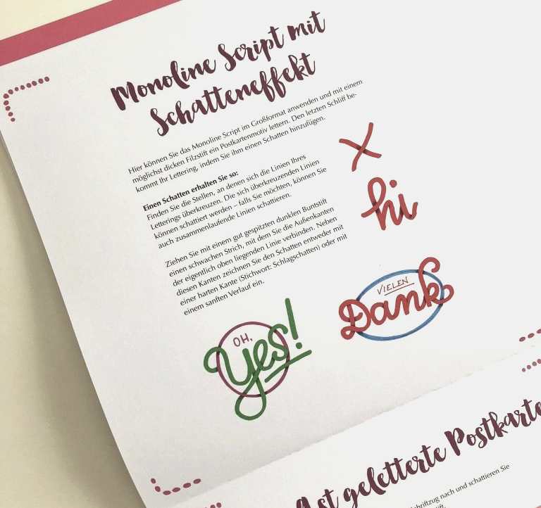 Handlettering. Monoline Sript mit Schatten.