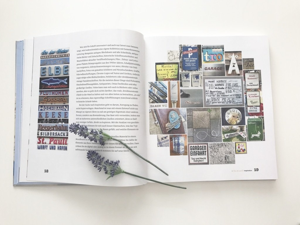 Collage von bunten Letterings, die uns im Alltag begegnen. Schriftzüge auf Schildern, Plakaten und Werbung.