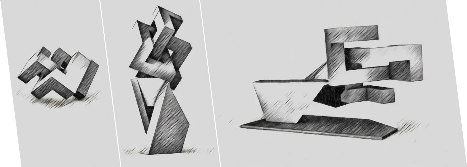 Bocetos previos. Proceso de creación de escultura personalizada, creación del boceto.