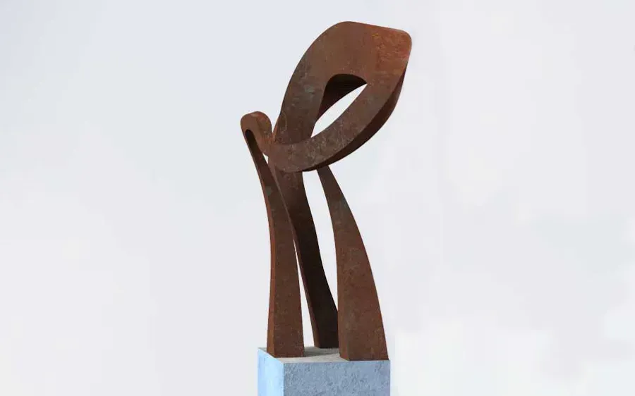 Equipo A Dos Sentidos Escultor diseñando escultura abstracta.