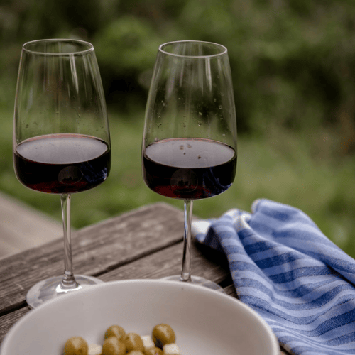 Glasses of red Pinot Noir