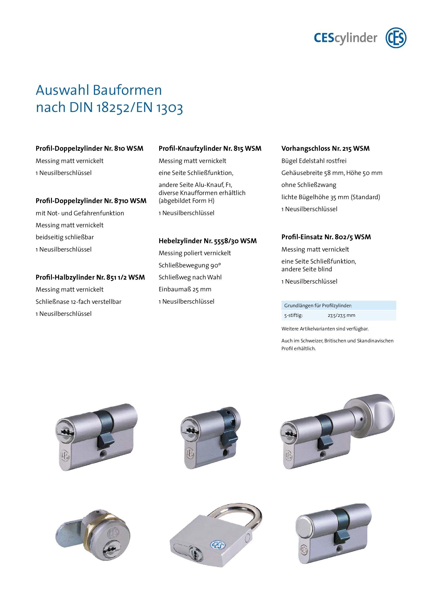 CES Schließzylinder WSM Info CES Schließzylinder WSM