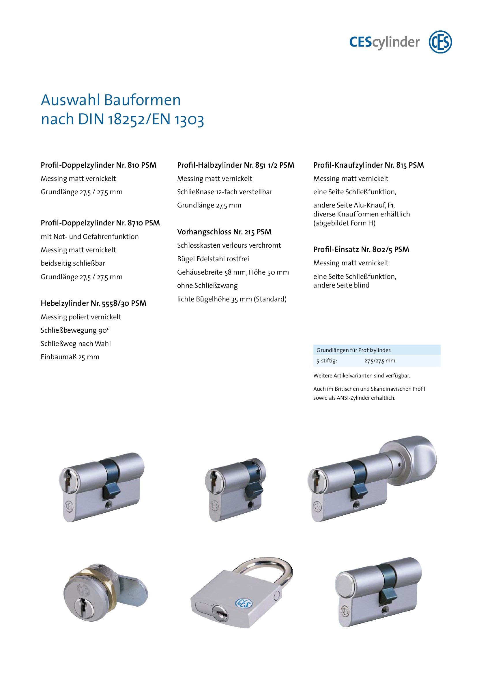 CES Schließzylinder PSM Info CES Schließzylinder PSM