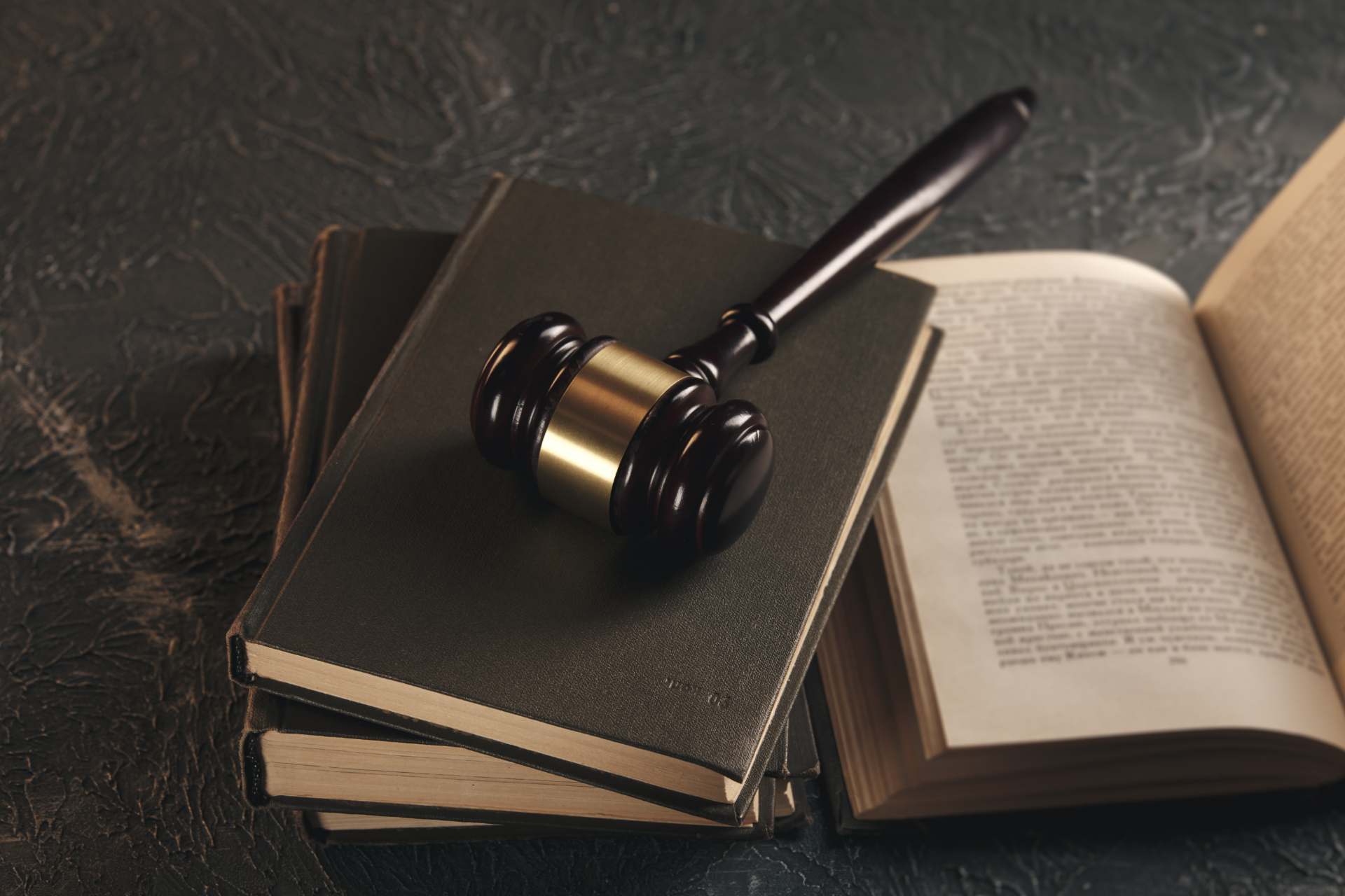 a gavel on a stack of books