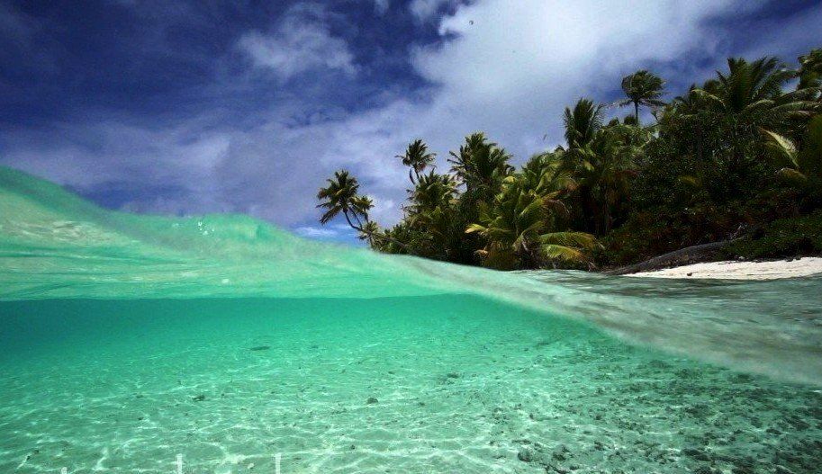 link zu relaxing water halb unter- halb über wasser aufnahme