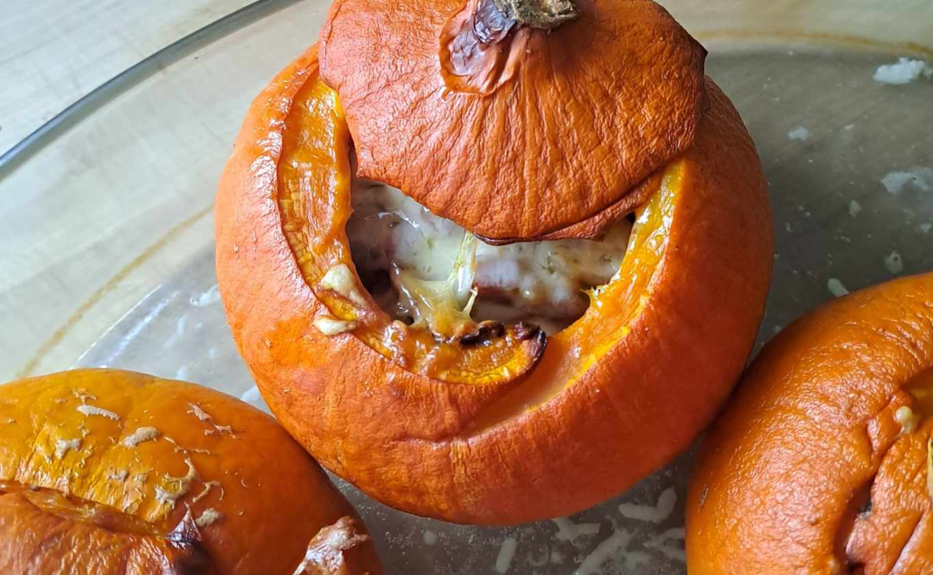 potimarron farci aux champignons, lardons et emmental