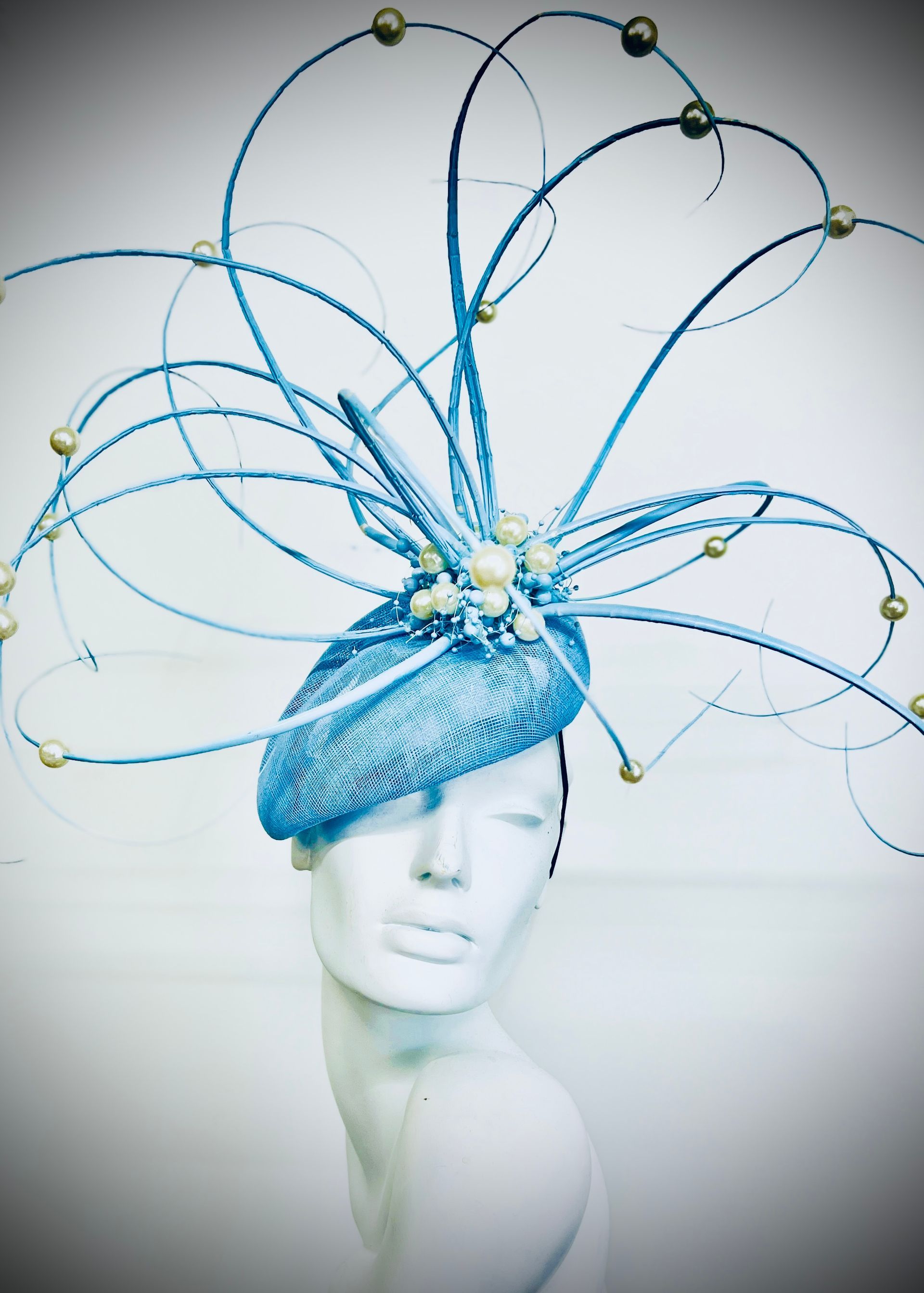 Baby Blue quilled headpiece with pearls