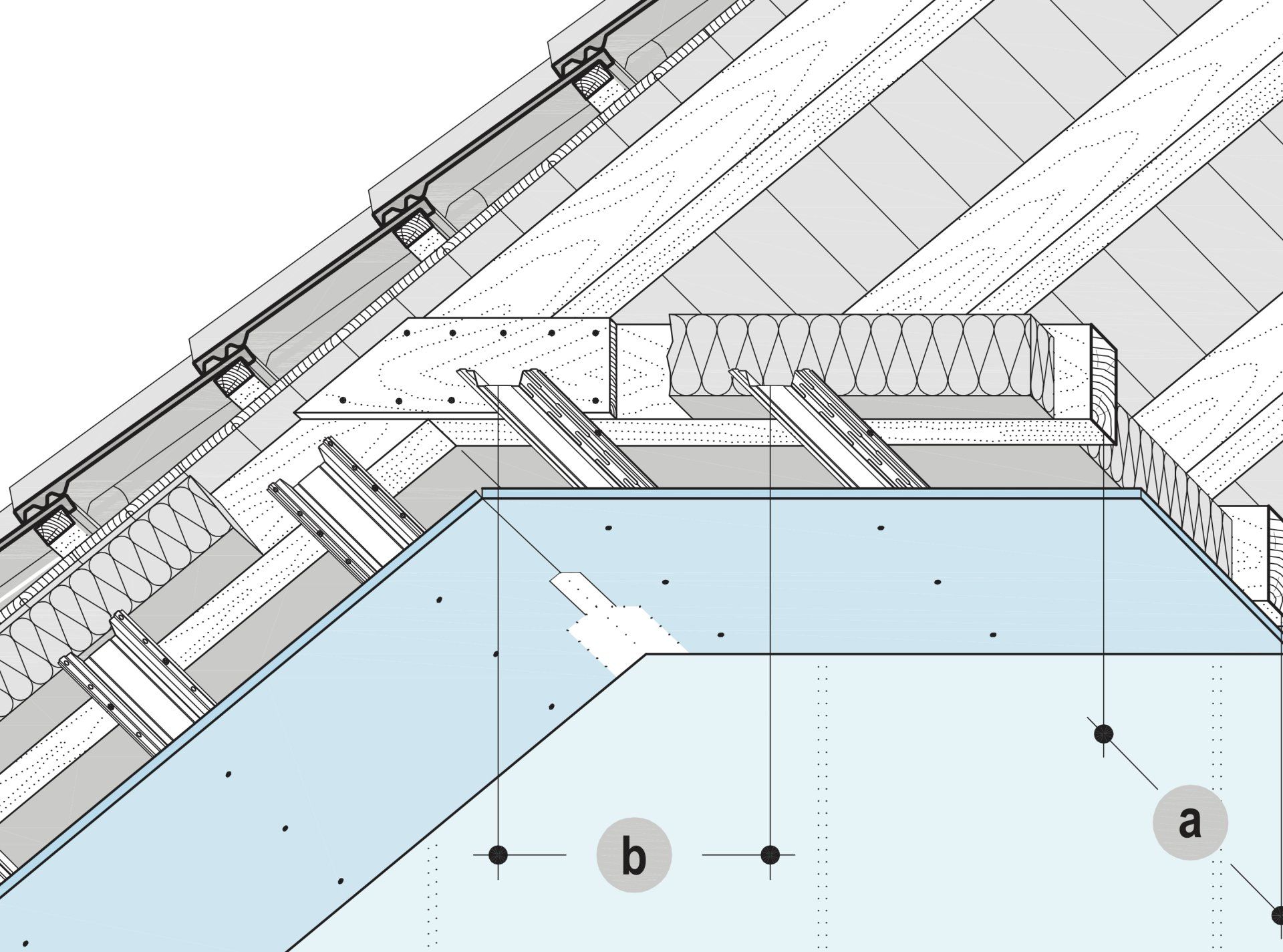 K252 Stahlträger-Bekleidung mit Metall-Unterkonstruktion ■ Winkelprofil 30 x 30 x 0,7 mm mit Knauf De- ckennagel BZN 6-5 (Einsatz und Montage ge- mäß bauaufsichtlicher Zulassung Nr. Z-21.1- 398) mit Abstand ≤ 750 mm bei Stahlbetonde- cken bzw. bei anderem Material des Befesti- gungsuntergrundes mit geeigneten und zugel- assenen Verankerungselementen befestigen. ■ Knauf Stützenklipps im Abstand ≤ 750 mm auf Stahlträger-Flansche (Dicke ≤ 16 mm) aufste- cken und CD-Profile 60/27 mit Stützenklipps verbinden. ■Fireboards mit Schnellbauschrauben im Ab- stand von max. 200 mm befestigen. ■Stirnkantenstoßhinterlegung mit Fireboard- Streifen, b = 180 mm (Verklebung mit Fireboard- Spachtel), bei einlagiger Beplankung.