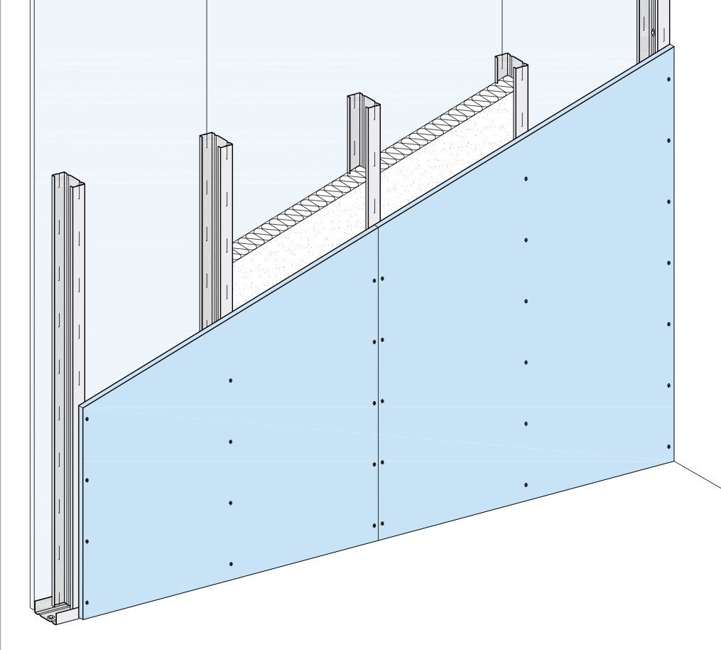 Die Dicke der BeplankuVerspachtelung Oberflächenqualität ■ Verspachtelung der Gipsplatten in geforderter Qualitätsstufe Q1 bis Q4 gemäß Merkblatt Nr. 2 „Verspachtelung von Gipsplatten, Oberflä- chengüten“ des BVG (Bundesverband der Gip- sindustrie e.V.). Spachtelmaterialien Geeignete Spachtelmaterialien nach Qualitätsan- forderungen und Plattentyp auswählen: ■ TRIAS: Handverspachtelung ohne Fugendeckstreifen: HRAK, HRK / mit Knauf Fugendeckstreifen Kurt: AK; sehr leicht anmischbar, besonders geschmei- dig und leicht schleifbar, hochfest und feucht- raumgeeignet., reduziertes Saugverhalten für kontrastarmes Fugenbild; ■ Uniflott: Handverspachtelung ohne Fugendeckstreifen: HRAK, HRK und Cleaneo® Akustik / mit Knauf Fugendeckstreifen Kurt: AK; ■ Uniflott imprägniert: Handverspachtelung imprägnierter (grüner) Platten ohne Fugendeckstreifen: HRAK, HRK; wasserabweisend, farblich grün angepasst; ■ Fugenfüller Leicht: Handverspachtelung mit Knauf Fugendeckstreifen Kurt: HRAK, AK; ■ Jointfiller Super: Geräteverspachtelung mit Knauf Fugendeckstreifen Kurt: HRAK, AK; ■ Readygips: Hand- oder Maschinenverspachte- lung mit Knauf Fugendeckstreifen Kurt: AK; Finish-Spachtel zur Erzielung der geforderten Oberflächenqualität: ■ Readygips: für Q3 und Q4; ■ Finish-Pastös: für Q2 und Q3; ■ Spezialgrund: für Q3 in Verbindung mit Finish- Pastös; ■ Multi-Finish/Multi-Finish M: für Q3 und Q4. Verarbeitung der Spachtelmaterialien gemäß An- gaben des entsprechenden Technischen Blattes bzw. gemäß Gebindeaufrduck. Gipsplattenfugen ■ Bei mehrlagiger Beplankung Fugen der un- teren Lagen mit Spachtelmaterial in Quali- tätsstufe Q1 füllen, Fugen der äußeren Lage spachteln. Das Füllen der Fugen verdeckter Beplankungs- lagen bei mehrlagiger Beplankung ist notwen- dig für die Gewährleistung der brandschutz- und schallschutztechnischen sowie statischen Eigenschaften! ■ Empfehlung: Stirn- und Schnittkantenfugen sowie Mischfugen (z.B. HRAK + Schnittkan- te) der sichtbaren Beplankungslagen auch bei Verwendung von Uniflott, Uniflott imprägniert oder TRIAS mit Knauf Fugendeckstreifen Kurt spachteln. ■ Sichtbare Schraubenköpfe verspachteln. ■ Sichtbare Oberfläche nach Trocknen der Spachtelmasse, soweit erforderlich, leicht schleifen. Anschlussfugen ■ Anschlüsse an flankierende Trockenbaukon- struktionen (Decke/Wand) abhängig von den Gegebenheiten und den Anforderungen an die Rissesicherheit mit Uniflott oder mit Knauf Fu- genspachtel und Trenn-Fix bzw. Knauf Fugen- deckstreifen Kurt ausführen. ■ Merkblatt Nr. 3 „Gipsplattenkonstruktionen - Fugen und Anschlüsse“ des BVG (IGG) beach- ten. ■ Anschlüsse an Massivbauteile mit Trenn-Fix ausführen. ■ Luftdichte Verspachtelung stets mit Knauf Fu- gendeckstreifen Kurt. ■ Bodenanschlüsse gemäß Details. Verarbeitungstemperatur/ Klima ■ Das Verspachteln darf erst erfolgen, wenn kei- ne größeren Längenänderungen der Knauf Platten, z. B. infolge von Feuchte- oder Tempe- raturänderungen, mehr auftreten. ■ Für das Verspachteln darf die Raum- und Un- tergrundtemperatur etwa +10 °C nicht unter- schreiten. ■ Bei Gussasphalt-, Zement- und Fließestrich Knauf Platten erst nach Estrichverlegung ver- spachteln. ■ Hinweise des Merkblattes Nr. 1 „Baustellenbe- dingungen“ des BVG (IGG) beachten. Beschichtungen/Bekleidungen Vorbehandlung Vor der weiteren Beschichtung und Beklei- dung (Tapezierung) muss die gespachtelte Flä- che staubfrei sein und sind Gipsplattenoberflä- chen immer vorzubehandeln und zu grundie- ren, gemäß Merkblatt 6 des BVG (IGG) „Vorbe- handlung von Trockenbauflächen aus Gipsplat- ten zur weitergehenden Oberflächenbeschich- tung bzw. –bekleidung“. Grundiermittel auf nach- folgende Anstrichmittel/Beschichtungen/ Beklei- dungen abstimmen. Um das unterschiedliche Saugverhalten der gespachtelten Fläche und der Karton-Oberfläche auszugleichen, sind Grundier- anstriche, wie z.B. Knauf Tiefengrund/ Spezial- grund/ Putzgrund geeignet. Bei Tapetenbekleidungen wird das Aufbringen ei- ner Tapeten-Wechselgrundierung empfohlen, um im Renovierungsfall das Ablösen der Tapete zu erleichtern. Bei Bekleidung von Spritzwasserbereichen mit Fliesen ist eine abdichtende Grundierung mit Knauf Flächendicht erforderlich. Geeignete Beschichtungen/Bekleidungen Folgende Bekleidungen / Beschichtungen kön- nen auf Knauf Platten aufgebracht werden: ■Tapeten: - Papier-, Textil- und Kunststofftapeten; Es dürfen nur Klebstoffe aus Methylcellulose gemäß Merkblatt Nr. 16, Technische Richtlinien für Tapezier- und Klebearbeiten, herausgege- ben vom Bundesausschuss Farbe und Sach- wertschutz, verwendet werden. ■ Keramische Beläge: Trockenputz mit zusätzlicher Längsbahn/-rei- he Ansetzbinder ansetzen. Bei Vorsatzschalen Mindestbeplankungsdicke 18 mm (z. B. 2x12,5 mm) bei Ständerachsabstand 625 mm, bei ge- ringerer Beplankungsdicke Ständerachsab- stand auf max. 417 mm reduzieren. ■ Putze: - KnaufStrukturputze/Innenputze/Dünnputze; - Spachtel vollflächig, wie z.B. Knauf Ready- gips, Multi-Finish oder Multi-Finish M: Bei Beschichtung mit Putzen und Dünnput- zen wird auch bei Verspachtelung mit Uniflott, Uniflott imprägniert oder TRIAS die Verwen- dung des Fugendeckstreifens Kurt in den Schnittkanten empfohlen. ■ Anstriche: Kunstharz-Dispersionsfarben, Anstrichstoffe mit Mehrfarbeneffekt, Ölfarben, Mattlackfar- ben, Alkydharzfarben, Polyurethanlackfar- ben (PUR), Polymerisatharzfarben, Epoxid- lackfarben (EP); ■Dispersions-Silikatfarben können nach dem Aufbringen einer nach Herstellerangaben auf den Untergrund abgestimmten Grundierung verwendet werden. Nicht geeignet sind: ■ Alkalische Beschichtungen wie Kalk-, Wasser- glas- und Rein-Silikatfarben. Nach dem Tapezieren von Papier- und Glasge- webetapeten oder dem Auftragen von Kunstharz- und Celluloseputzen für eine zügige Trocknung durch ausreichende Lüftung sorgen. Hinweis Bei Gipsplattenkartonflächen, die längere Zeit ungeschützt der Lichteinwirkung ausgesetzt wa- ren, können infolge der Beschichtung Gelbverfär- bungen entstehen. Daher wird ein Probeanstrich über mehrere Plattenbreiten einschließlich der verspachtelten Bereiche empfohlen. Zuverlässig verhindern lässt sich das etwaige Durchschlagen von Gilbstoffen nur durch das Aufbringen spezi- eller Grundierungen.g -d- ist abhängig vom geforderten Feuerschutz und vom Profilfaktor U/A der Stahlstützen Beplankungsdicken siehe Tabelle Seite 7 Plattenstöße versetzt anordnen Fugen füllen, Stahlklammern und Stirnseiten überspachteln Vollflächige Verspachtelung mit Knauf Fireboard-Spachtel für den Brandschutz nicht erforderlich Bei vollflächiger, 3 mm dicker Fireboard-Verspachtelung, einschließlich Verwendung von Eckschutzschienen können die Beplankungsdicken um 5 mm reduziert werden