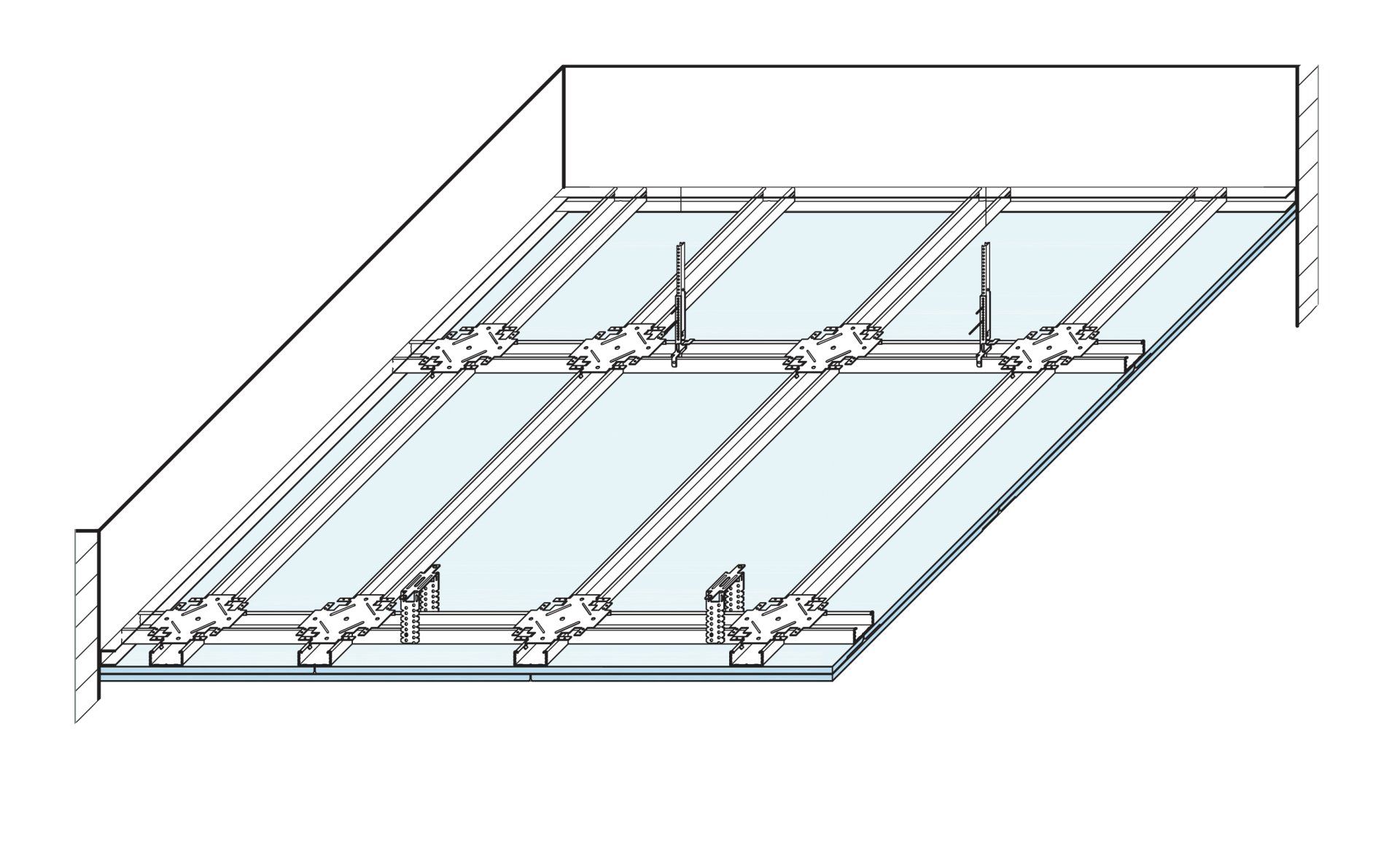 K25 Knauf Fireboard-Stützen- und Träger-Bekleidungen Konstruktion + Montage Konstruktion Feuerschutzbekleidungen von Trägern und Stüt- zen aus Stahl sind mit Fireboard bis zur Feuerwi- derstandsklasse F 180 A möglich, Feuerschutzbe- kleidungen von Balken und Stützen aus Holz bis zur Feuerwiderstandsklasse F 90 B. Knauf Fireboards sind nichtbrennbare Gipsvlies- platten der Baustoffklasse A1 nach DIN 4102-1 mit dem Prüfzeichen ZPA-III 4.290. Knauf Fireboards sind in Dicken von 15, 20, 25 und 30 mm verfügbar. Montage K252 Stahlträger-Bekleidung mit Metall-Unterkonstruktion ■ Winkelprofil 30 x 30 x 0,7 mm mit Knauf De- ckennagel BZN 6-5 (Einsatz und Montage ge- mäß bauaufsichtlicher Zulassung Nr. Z-21.1- 398) mit Abstand ≤ 750 mm bei Stahlbetonde- cken bzw. bei anderem Material des Befesti- gungsuntergrundes mit geeigneten und zugel- assenen Verankerungselementen befestigen. ■ Knauf Stützenklipps im Abstand ≤ 750 mm auf Stahlträger-Flansche (Dicke ≤ 16 mm) aufste- cken und CD-Profile 60/27 mit Stützenklipps verbinden. ■Fireboards mit Schnellbauschrauben im Ab- stand von max. 200 mm befestigen. ■Stirnkantenstoßhinterlegung mit Fireboard- Streifen, b = 180 mm (Verklebung mit Fireboard- Spachtel), bei einlagiger Beplankung. Verfugen / Verspachteln Allgemein ■ Fireboard-Stützen- und Träger-Bekleidungen benötigen aus brandschutztechnischen Grün- den keine vollflächige Spachtelung. ■ Brandschutztechnisch erforderlich ist jedoch das Füllen der Plattenfugen und das Überspachteln von Schraubenköpfen oder Klammern und Stirn- seiten mit Fireboard-Spachtel. ■ Bei Stützen wird die Verwendung von Eck- schutzschienen empfohlen. ■Auch bei Gussasphalt-Estrich Fireboard erst nach Estrich-Verlegung spachteln. Fireboard-Stahlstützen- und Stahlträger-Beklei- dungen werden mit Metall-Unterkonstruktion und geschraubter Beplankung oder ohne Unterkon- struktion mit Fireboard-Streifen und geklammerter Beplankung ausgeführt. Fireboard-Holzstützen- und Holzträger-Beklei- dungen werden ohne Unterkonstruktion ausge- führt. Fireboard-Bekleidungen bei Holzträgern wer- den direkt geklammert, bei Holzstützen werden die Fireboards an den Stirnseiten geklammert. K252 Stahlträger-Bekleidung mit Fireboard-Streifen - geklammert ■ Fireboard-Streifen (b = 150 mm, d = 25 mm) am Plattenstoß und als Hinterfütterung mit Achsab- stand von max. 600 mm zwischen Stahlträger- Flansche einklemmen, an der Trägerunterseite am Plattenstoß einlegen. ■ Verklammern der Fireboards mit den Platten- streifen und stirnseitig mit Abstand ≤ 120 mm, an den Plattenstößen mit Abstand 50 mm. Stahl- klammern gemäß DIN 18182-3 verwenden. K254 Holzträger-Bekleidung ohne Unterkonstruktion ■ Verklammern der Fireboards an den Holzbalken mit Abstand ≤ 120 mm, an Plattenstößen mit Ab- stand ≤ 50 mm. Anmachverhältnisse 25 kg Fireboard-Spachtel : 21 l Wasser oder 1,2 kg Fireboard-Spachtel : 1 l Wasser. Fugen spachteln Dünne Schicht Fireboard-Spachtel auftragen und Glasfaser-Fugendeckstreifen einlegen. Weiteren Arbeitsgang erst nach Durchtrocknen des Spach- telmaterials. Flächiges Spachteln Ein zusätzliches Überziehen der Fläche mit Fireboard-Spachtel empfiehlt sich, wenn besonde- re Anforderungen an die Oberfläche gestellt wer- den. Nachweise K252 Stahlträger-Bekleidung ABP P-3080/0709 (geschraubt) ABP P-3203/2038 (geklammert) K253 Stahlstützen-Bekleidung ABP P-3081/0719 K254 Holzträger-Bekleidung ABP P-3497/3879 K255 Holzstützen-Bekleidung ABP P-3982/0729 K253 Stahlstützen-Bekleidung mit Metall-Unterkonstruktion ■ Knauf Stützenklipp im Abstand von ≤ 1000 mm auf die Flansche (Dicke ≤ 16 mm) der Stahlstüt- zen stecken. ■ Verbinden der CD-Profile 60/27 mit den Klipps. ■ Verschrauben der Fireboards mit den CD-Pro- filen mittels Schnellbauschrauben im Abstand von max. 150 mm. ■ Hinterlegen und Verschrauben der Plattenstöße mit CD-Profilen. ohne Unterkonstruktion ■ Verklammern der Fireboards stirnseitig im Ab- stand ≤ 100 mm. K255 Holzstützen-Bekleidung ohne Unterkonstruktion ■ Verklammern der Fireboards stirnseitig im Ab- stand ≤ 120 mm. Oberflächenbehandlung Nach dem Trocknen die verspachtelten Bereiche, soweit erforderlich, leicht schleifen. Vor dem Auf- bringen einer Beschichtung (z.B. Anstrich, Ta- pete) Fläche mit einer geeigneten Grundierung vorstreichen. Verarbeitungstemperatur Für das Verspachteln sollte die Raumtemperatur ca. 10 °C nicht unterschreiten.