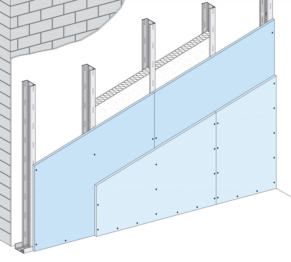 W62.DE SCHACHTWÄNDE Montagewände mit Unterkonstruktion aus Stahlblechprofilen und einseitiger Beplankung aus Gipsplatten mit Feuerwiderstand Schachtwände Knauf Schachtwände sind einseitig beplankte Metallständerwände mit Feuerwiderstandsklasse zum brand- und ggf. schallschutztechnischen Raumabschluss von Installationsschächten. Der Brandschutz ist sowohl von innen (Brand im Schacht, Schutz vor Übergreifen auf die umgebenden Räume) als auch von außen (Schutz der Installationen sowie der Brandübertragung auf andere Stockwerke) gewährleistet. Knauf Schachtwände bestehen aus einer Metall-Unterkonstruktion und einer einseitig aufgeschraubten ein- oder zweilagigen Beplankung aus Knauf Platten. Die Unterkonstruktion wird umlaufend (bei W628A.de nur seitlich) mit den angrenzenden  Bauteilen verbunden. In die Unterkonstruktion können je nach System Dämmstoffe für Schall- und Wärmeschutz eingebaut werden.