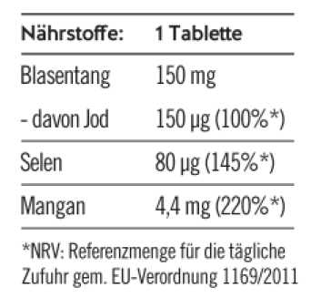 nährwerttabelle doc nature's jod 100 forte+ algen-complex-tabletten
