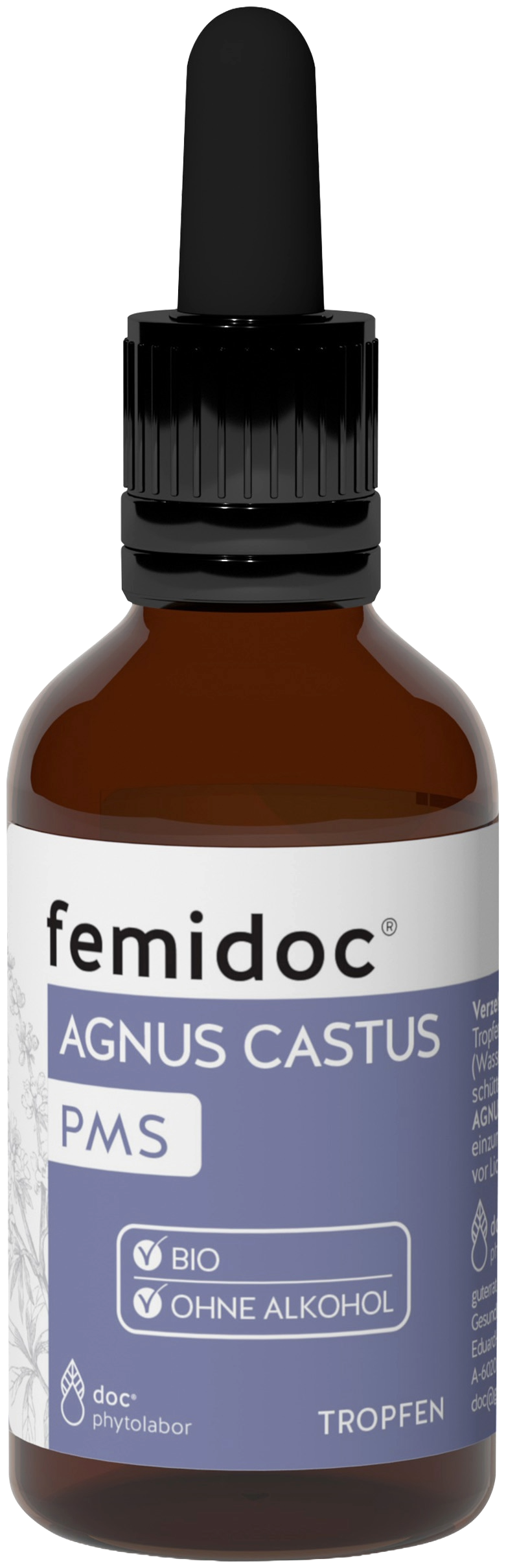 femidoc® AGNUS CASTUS PMS Tropfen  femidoc® AGNUS CASTUS PMS Tropfen Produktbild Flasche
