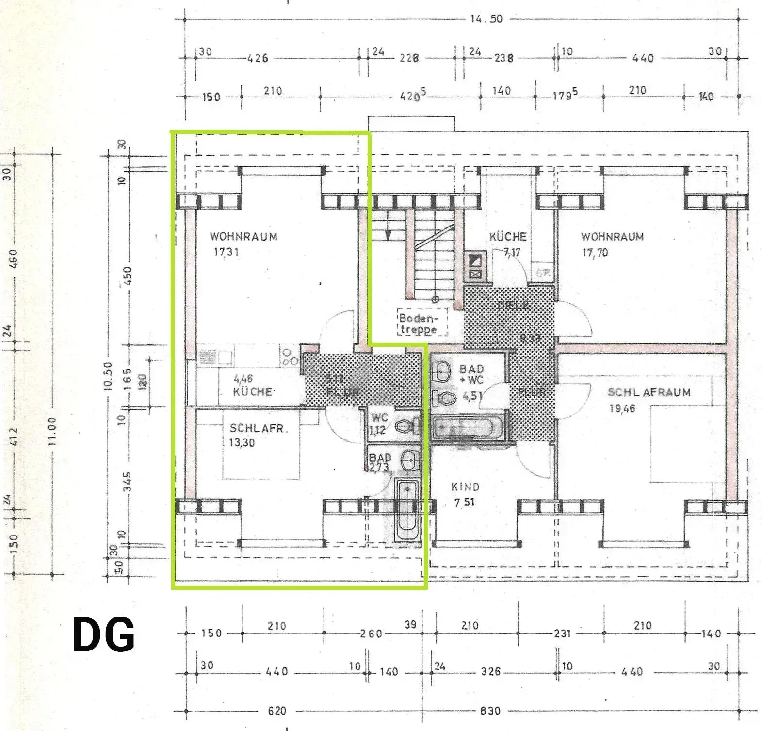 Vermietung einer 3 Zimmer Wohnung im Dachgeschoss in Karlsruhe Weiherfeld, Grundriss